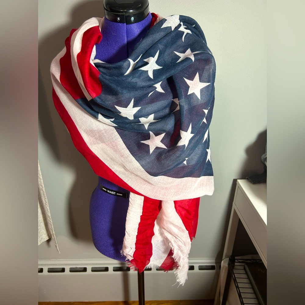 American Flag Shawl Scarf Wrap Lightweight Cotton